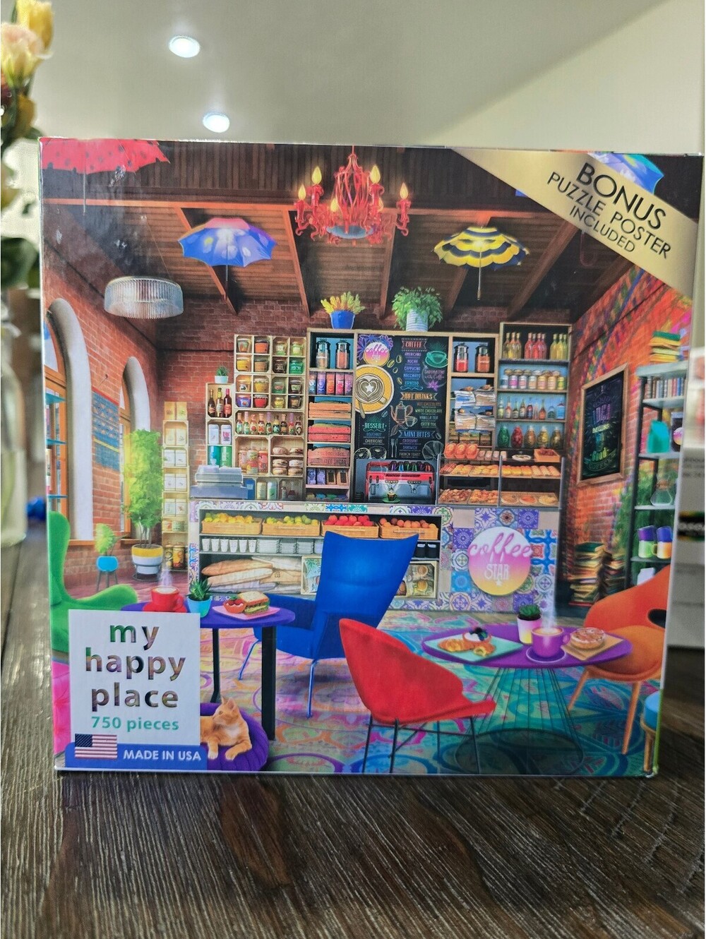 RoseArt My Happy Place Boho Coffeeshop 750 Pc Puzzle Lars Stewart NEW SEALED